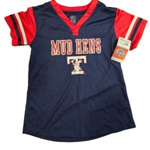 NEW MILB Girls Toddler L 10/12 Mud Hens Jersey shirt short sleeve TOLEDO